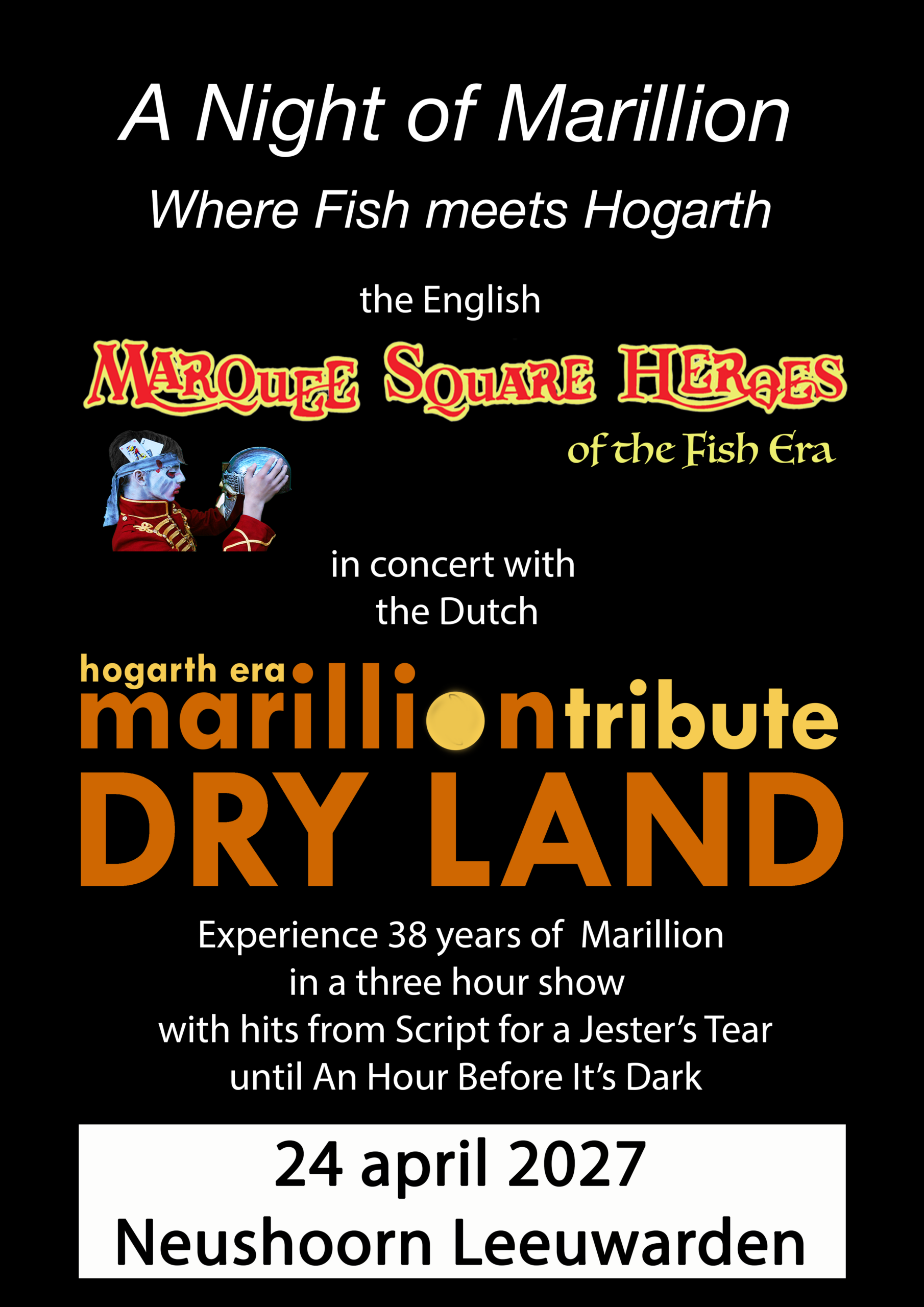 Marillion Tribute Dry Land en Marquee Square Heroes in de Neushoorn